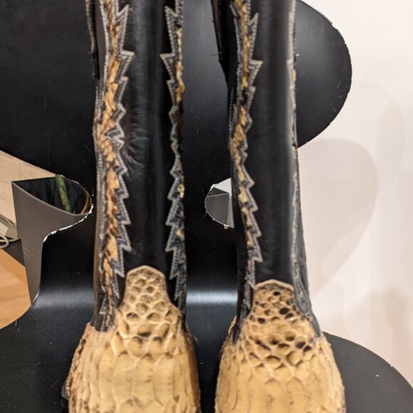 Sena Handmade Snakeskin Cowboy Boots Mens 8.5 - Picture 4 of 7